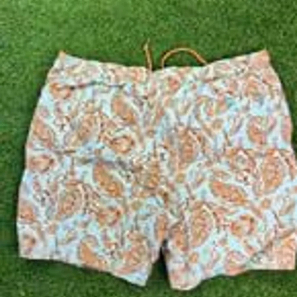 Tommy Bahama Relax Swim Trunks XL‎ Paisley Floral Board Shorts Orange Blue